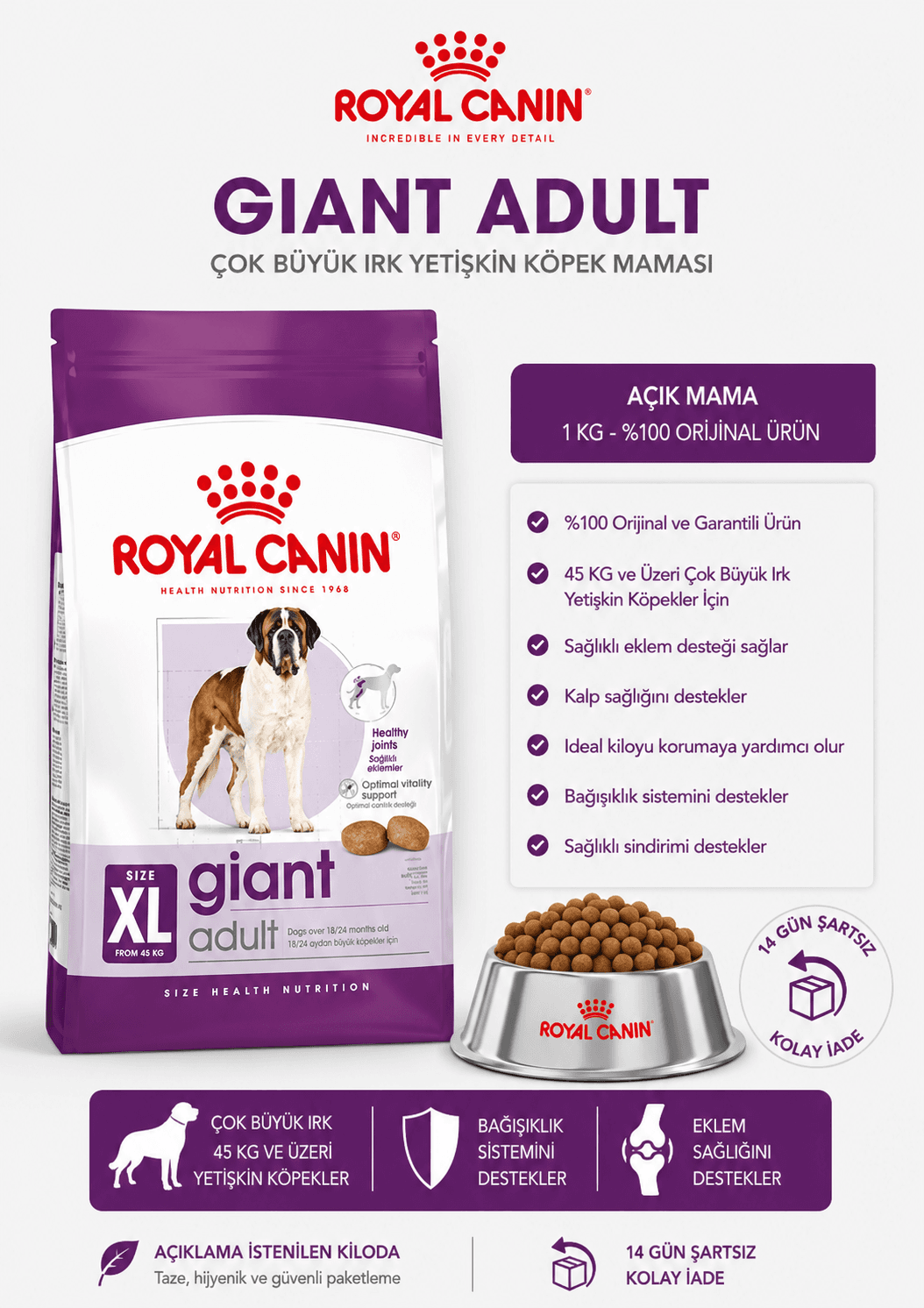 Royal Canin Giant Adult İri Irk açık Köpek Maması 1kg