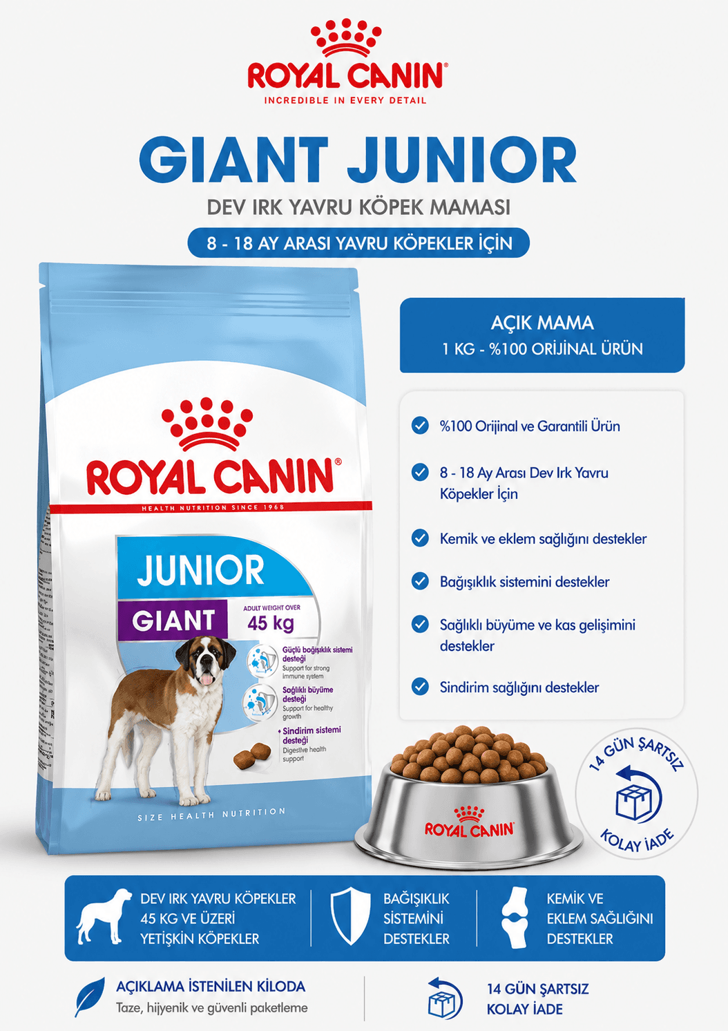 Royal Canin Giant Junior İri Irk Yavru Açık Köpek Maması 1KG