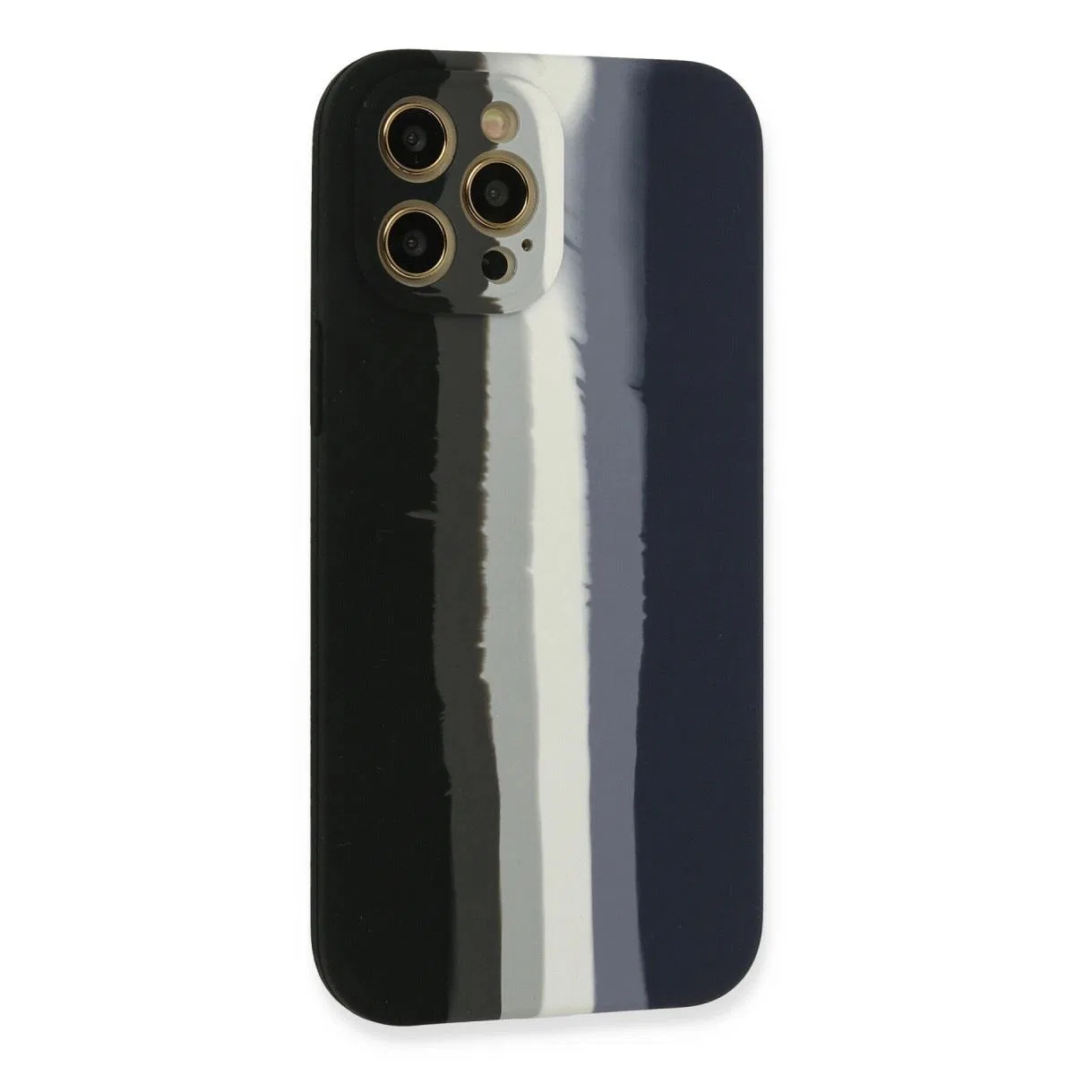 Apple İphone 12 Pro Max Kılıf Ebruli Lansman Silikon - Siyah-lacivert