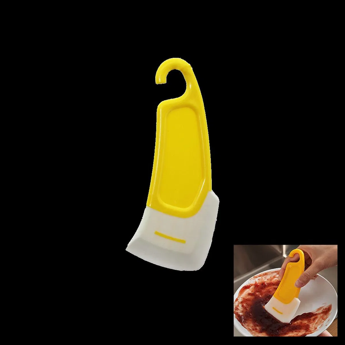 Mini Silikon Spatula - Yağ ve Leke Kazıyıcı (Plastik Saplı)