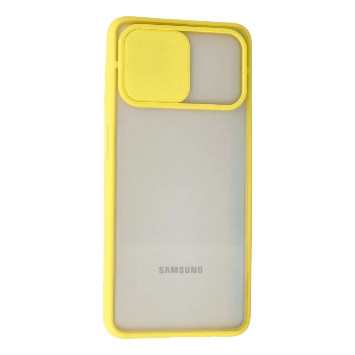 Samsung Galaxy A12 Kılıf Palm Buzlu Kamera Sürgülü Silikon - Sarı