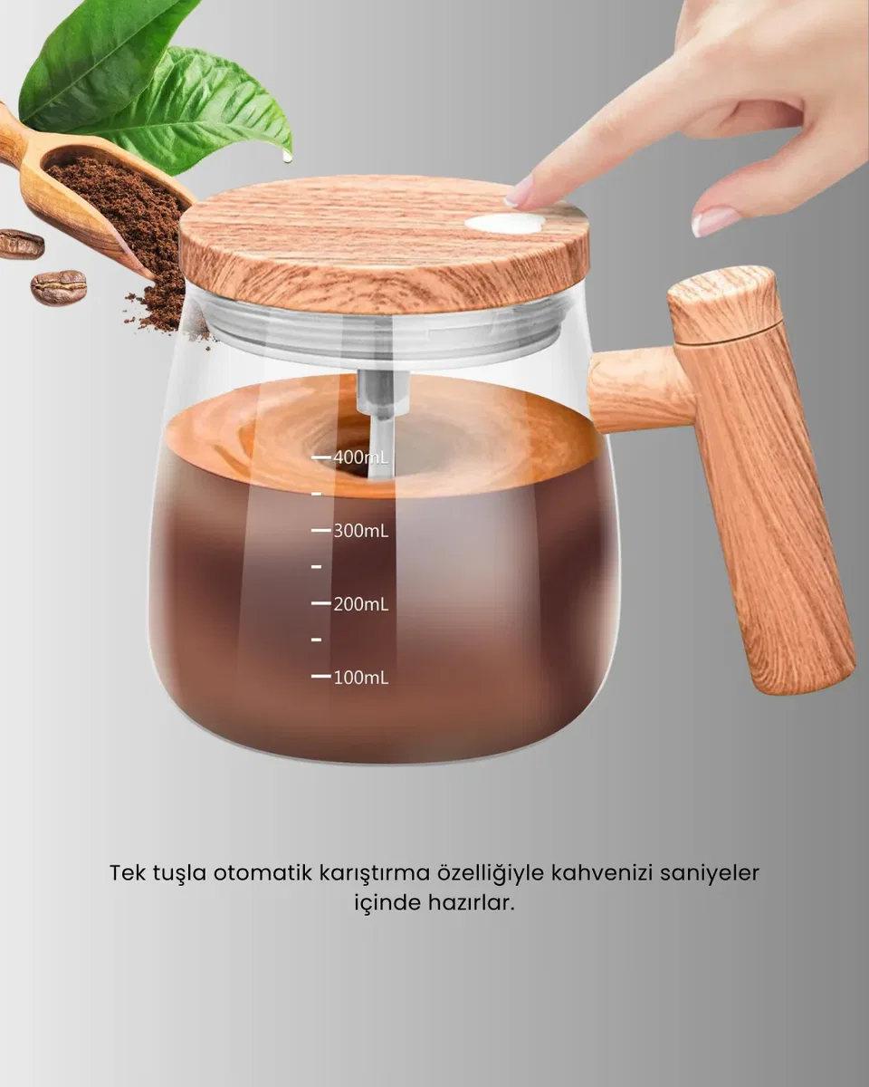 Manyetik Karıştırıcı Kupa – 400 ml, C Tipi Şarjlı, Akıllı Tasarım Yeni Nesil