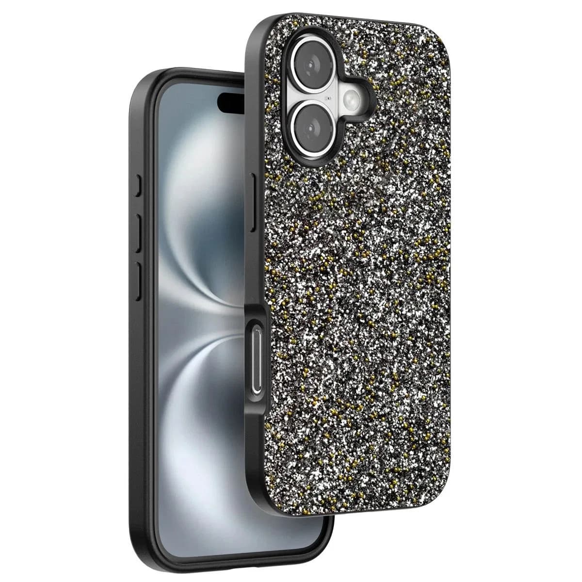 Onegif Apple İphone 16 Plus Bright Simli Kapak - Gümüş