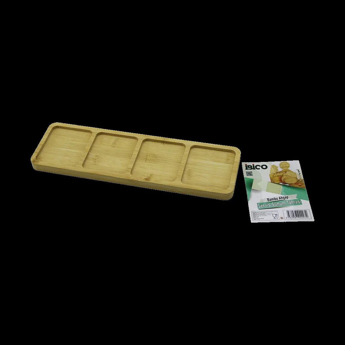 4 Bölmeli Dikdörtgen Bambu Servis Tepsisi 32. 8x10x1. 4 cm