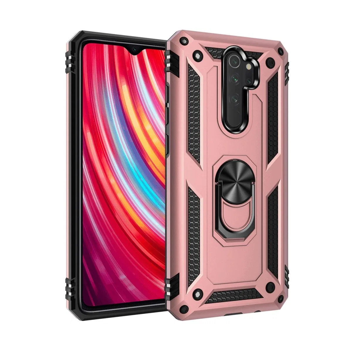 Xiaomi Redmi Note 8 Pro Kılıf Sofya Yüzüklü Silikon Kapak - Rose