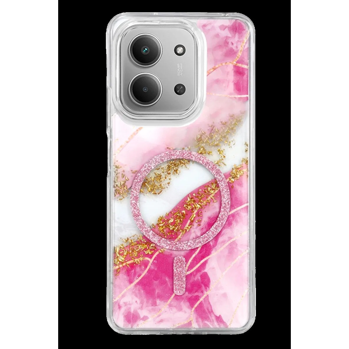 Onegif Xiaomi Redmi 15c 4g Lotus Simli Magsafe Kapak - Pembe
