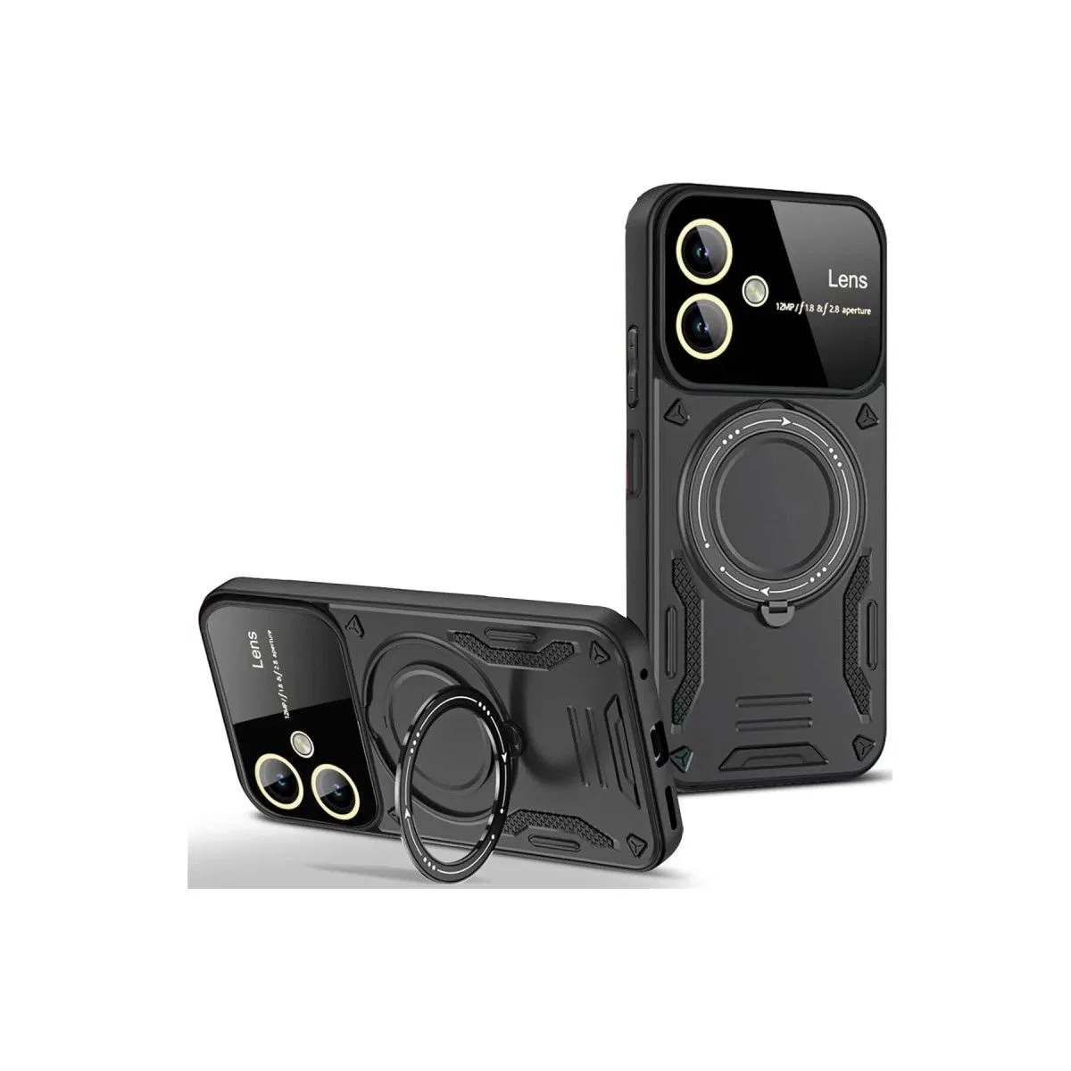 Samsung Galaxy A06 Kılıf Joy Lens Standlı Kapak - Siyah
