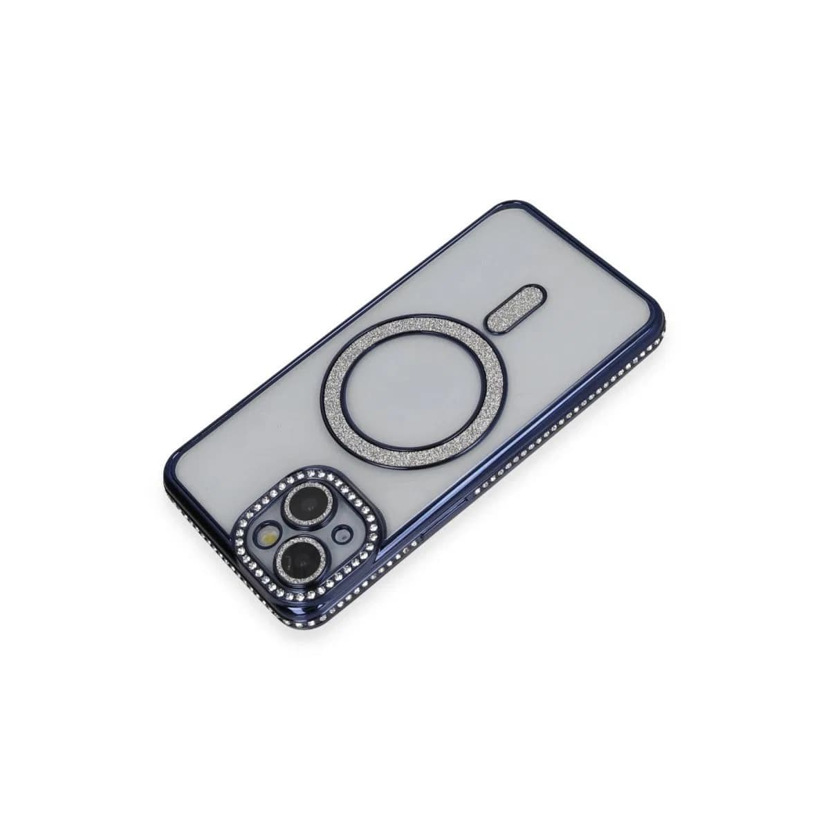 Apple İphone 14 Kılıf Joke Simli Magneticsafe Kılıf - Lacivert
