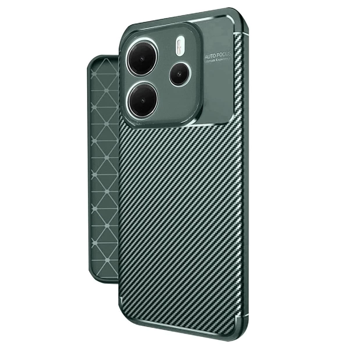 Xiaomi Redmi Note 14 4g Kılıf Auto Focus Karbon Kapak - Koyu Yeşil
