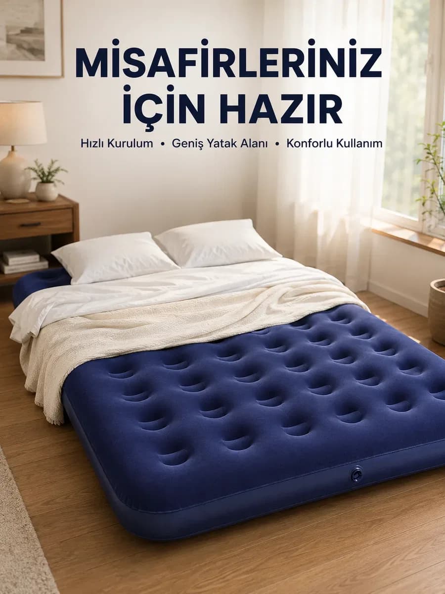 Kamp ve Festival İçin Şişirilebilir Yatak Çift Kişilik Sağlam Yapı