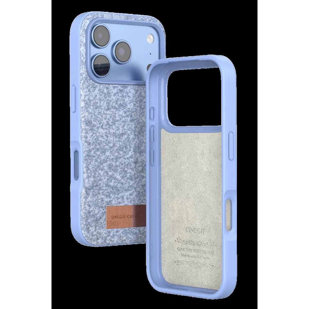 Onegif Apple İphone 18 Pro Max Bright Simli Kapak - Mavi