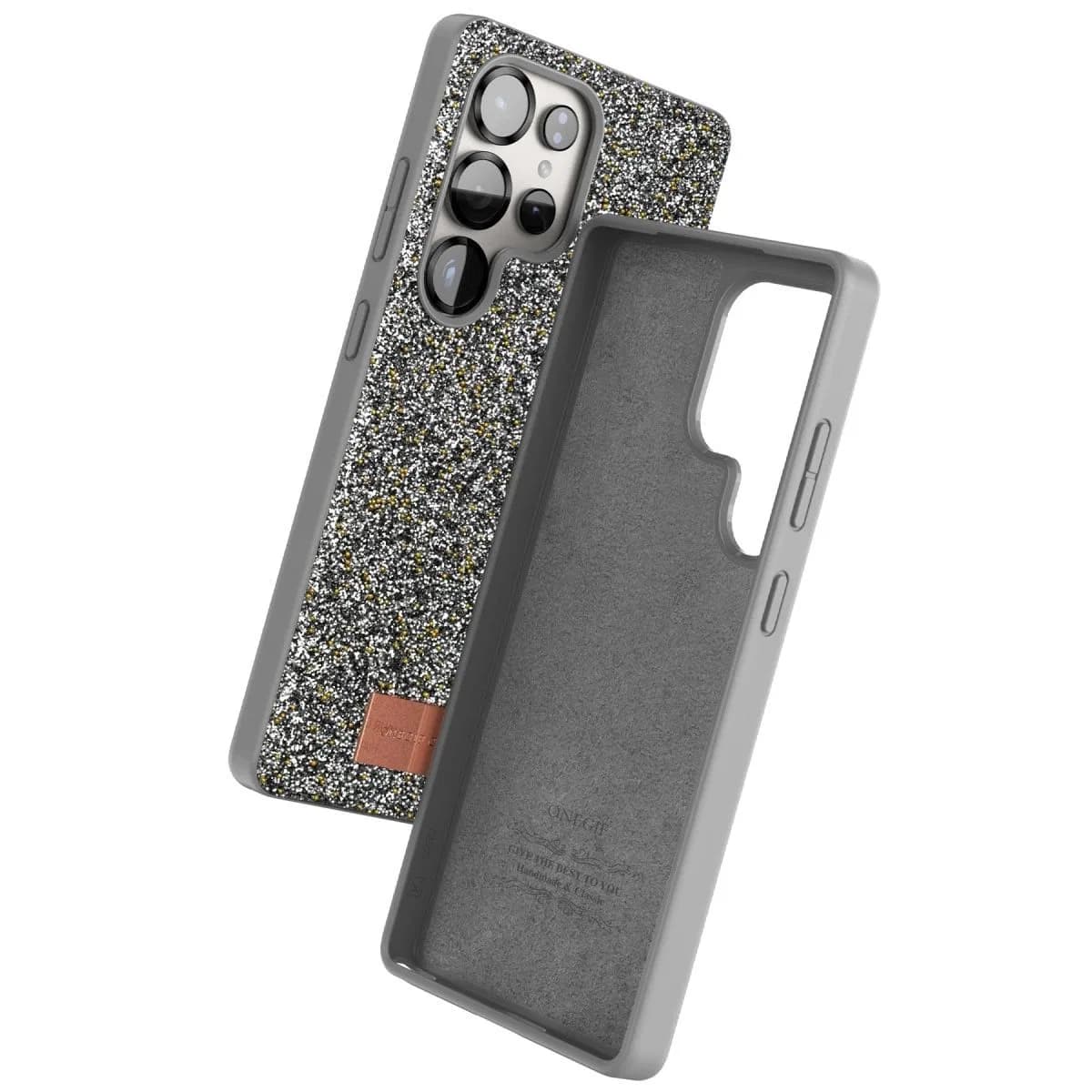 Onegif Samsung Galaxy S25 Ultra Bright Simli Kapak - Gümüş