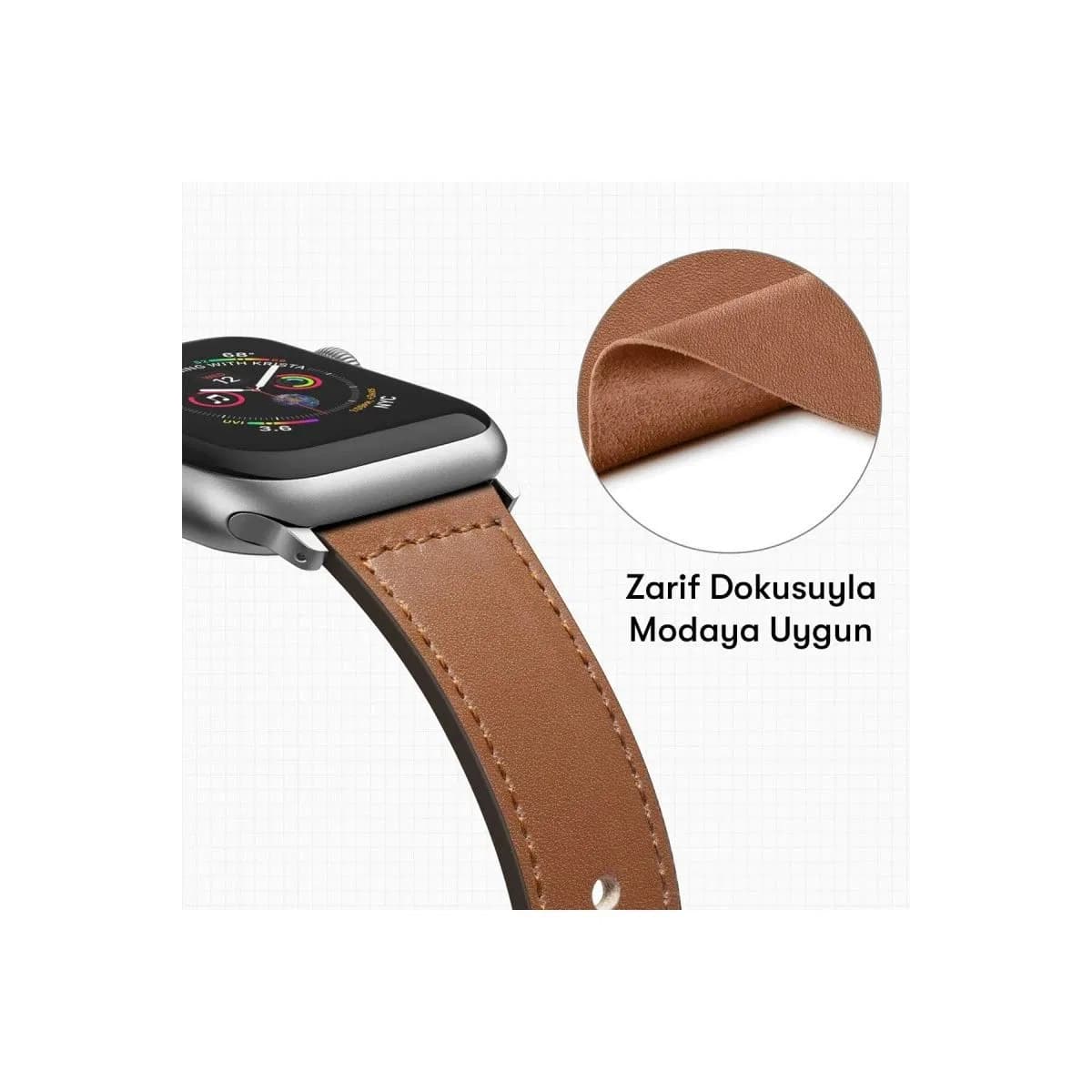 Apple Watch 38mm Kr415 Luaz Deri Kordon (saat Değildir) - Turuncu