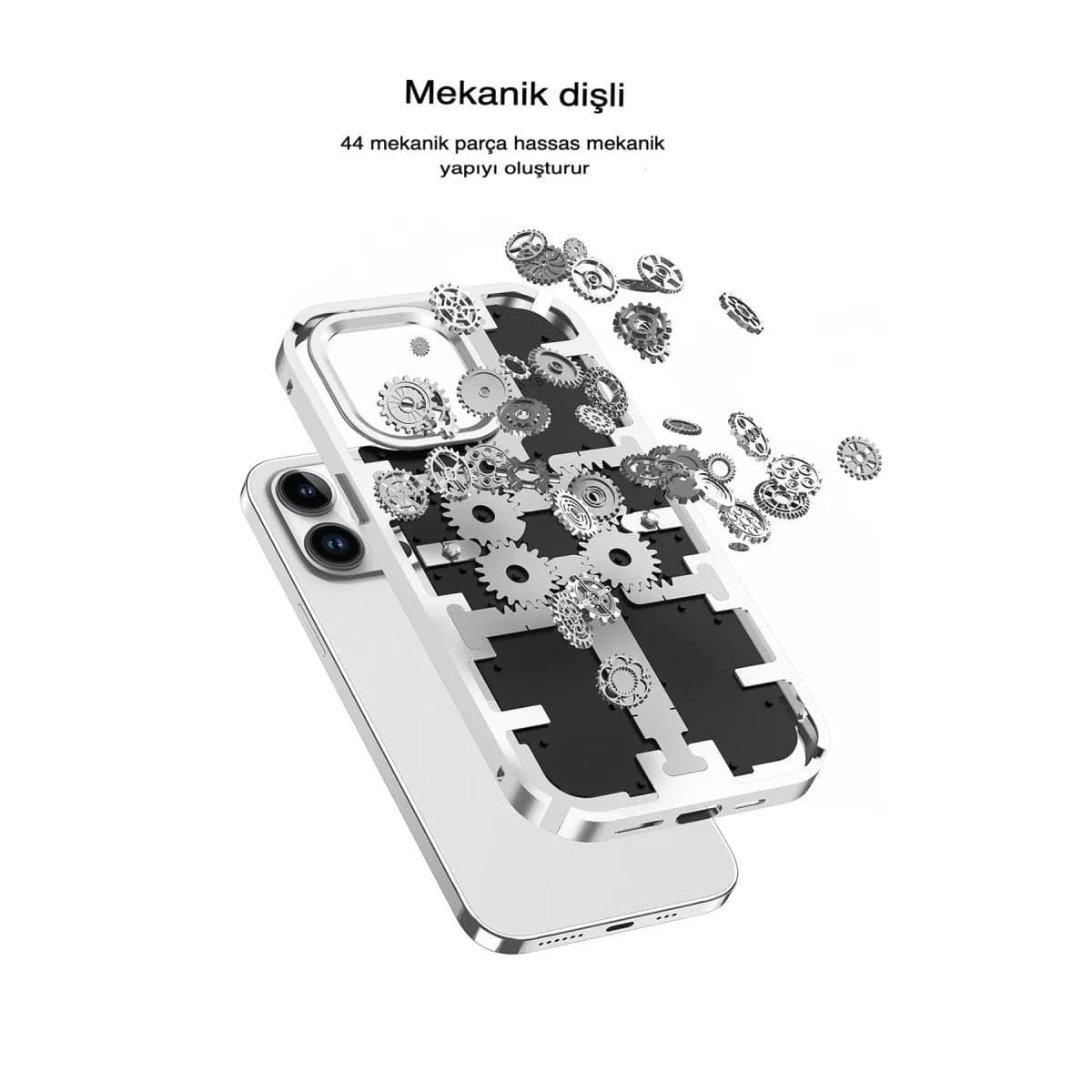 Apple İphone 14 Pro Max Kılıf Mekanik Bumper Kapak - Gold