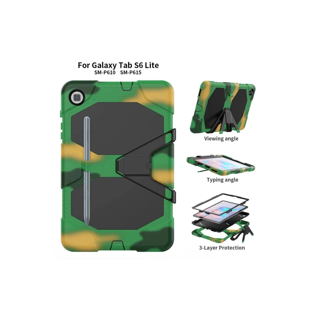 Samsung Galaxy P610 Tab S6 Lite 10. 4 Kılıf Griffin Tablet Kapak - Kamuflaj