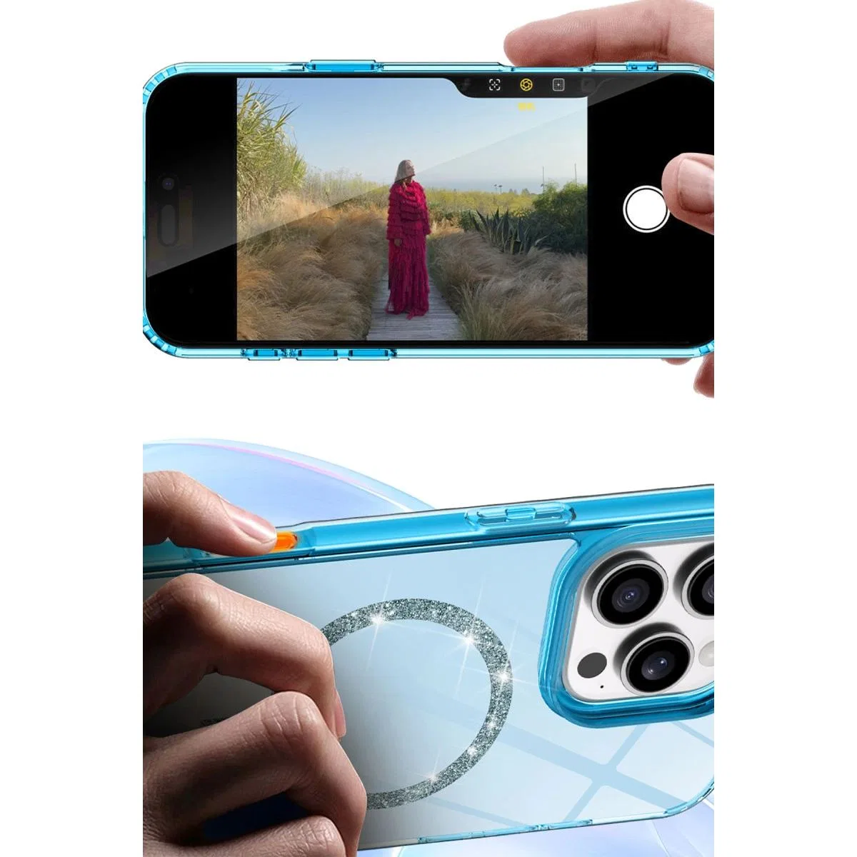 Apple İphone 15 Pro Max Live Diamond Magsafe Kapak - Şeffaf