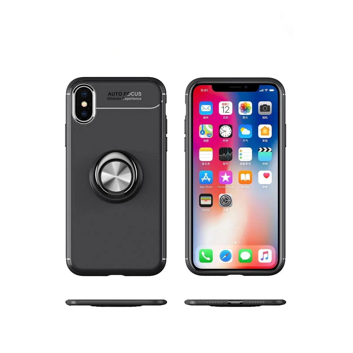 Apple İphone Xs Max Kılıf Range Yüzüklü Silikon - Siyah-kırmızı