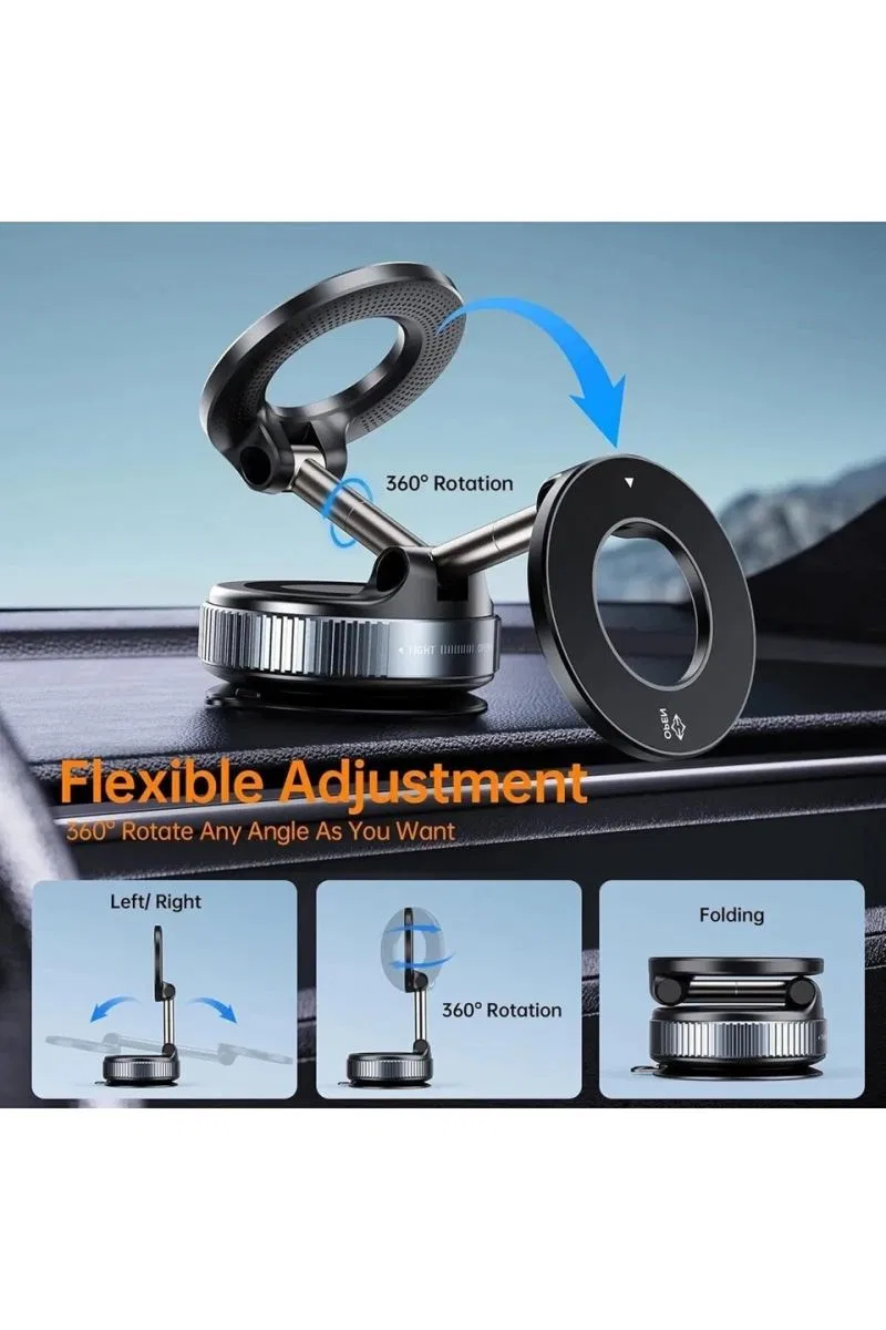 360 Dönebilen Ayarlanabilir Araç Içi Tutucu Kullanılabilen Vakumlu K007 Magsafe Telefon Tutucu