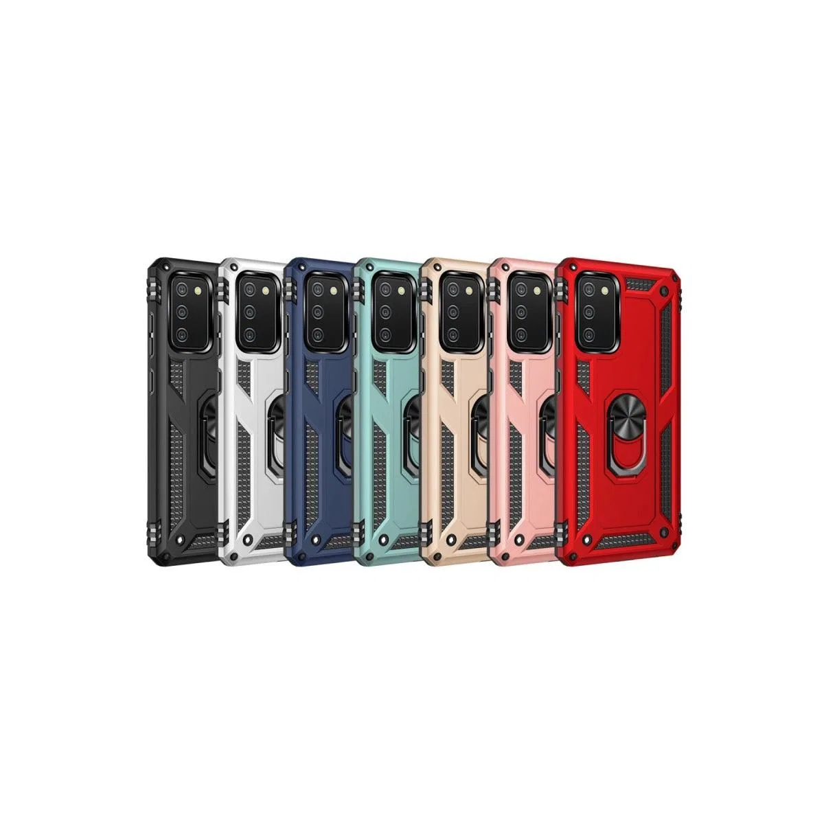 Samsung Galaxy A03s Kılıf Sofya Yüzüklü Silikon Kapak - Siyah
