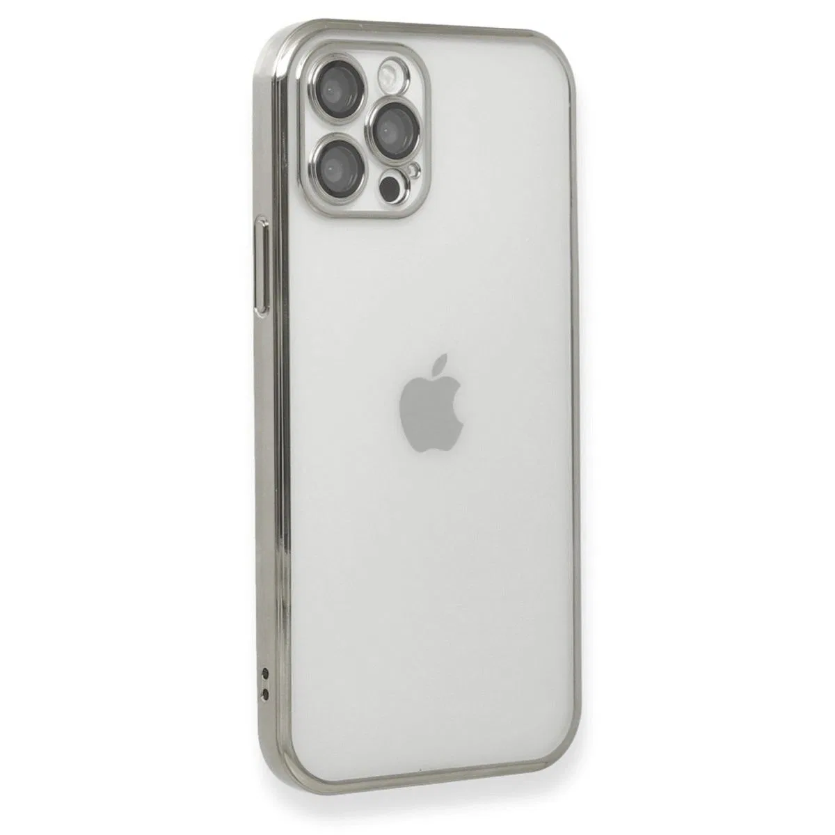 Apple İphone 12 Pro Kılıf Razer Lensli Silikon - Gümüş