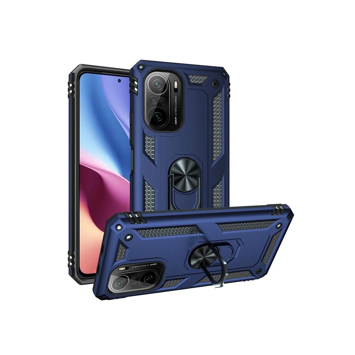 Xiaomi Poco F3 Kılıf Sofya Yüzüklü Silikon Kapak - Lacivert