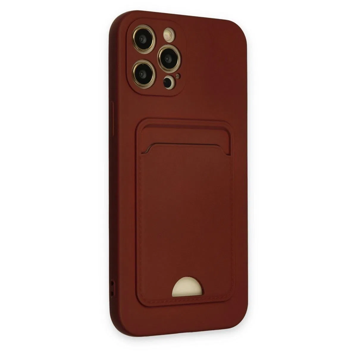 Apple İphone 12 Pro Max Kılıf Kelvin Kartvizitli Silikon - Bordo