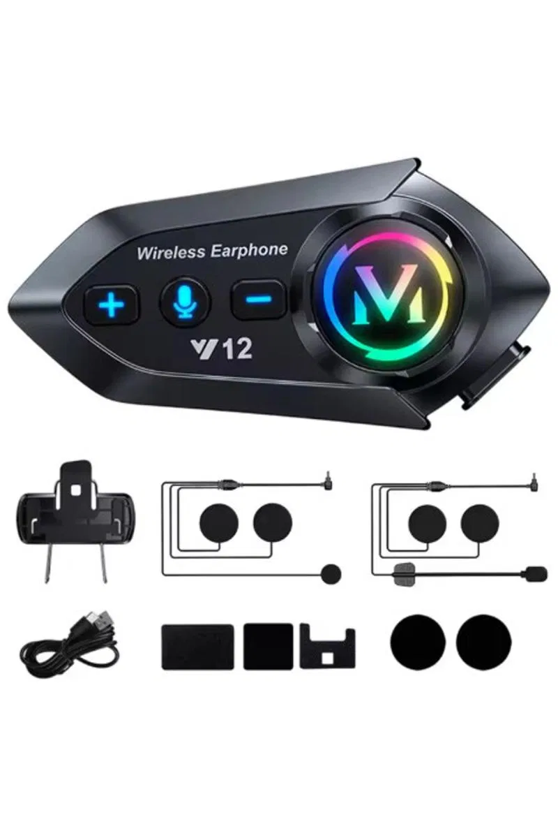 Y12 Motor Kask Kulaklık Rgb Modlu Radyolu Motosiklet Kulaklık 5. 3 Bluetooth Intercom