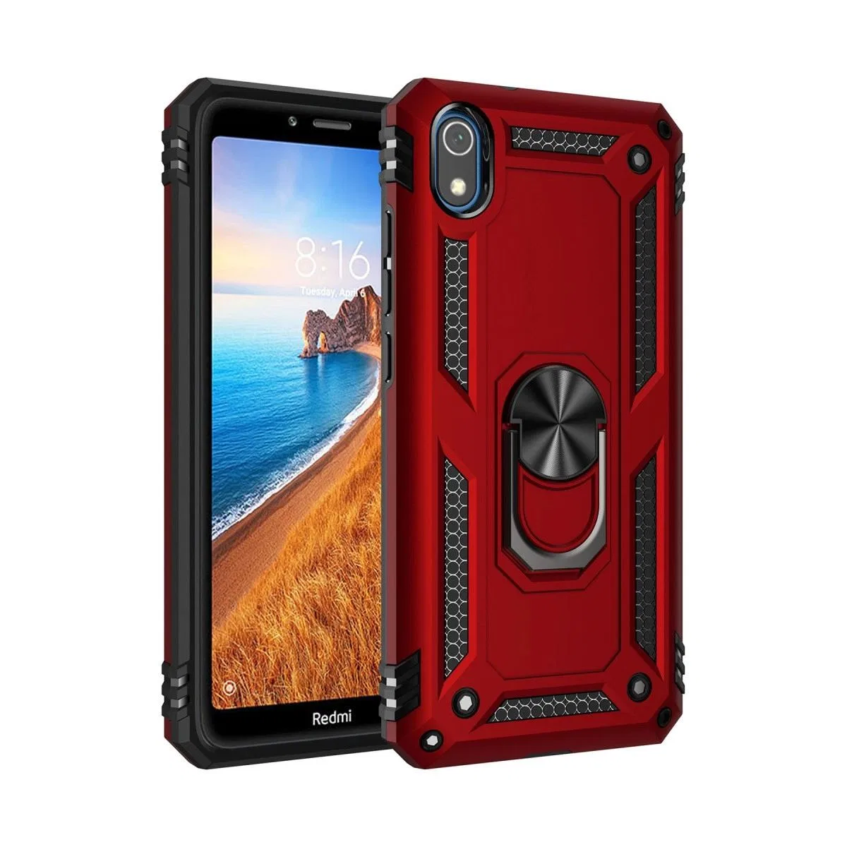 Xiaomi Redmi 7a Kılıf Sofya Yüzüklü Silikon Kapak - Kırmızı