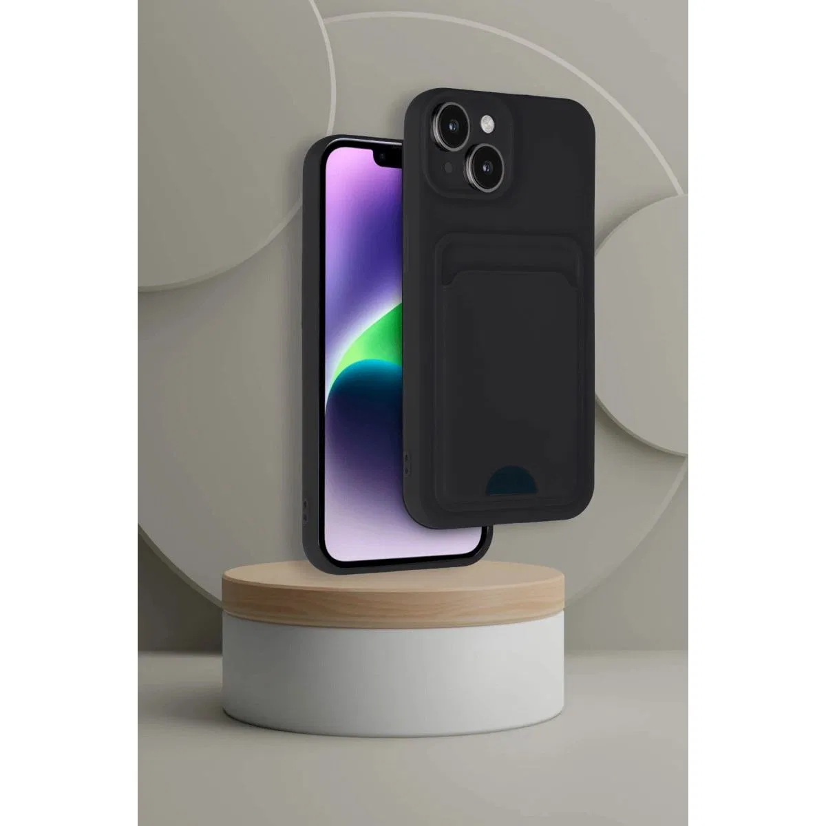Apple İphone 14 Kılıf Kelvin Kartvizitli Silikon - Koyu Yeşil