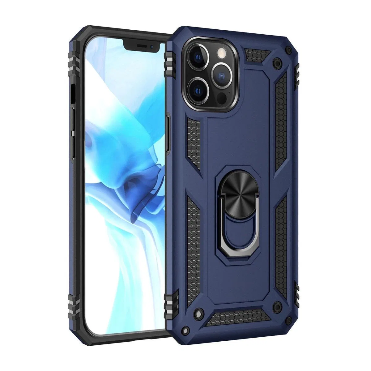 Apple İphone 12 Pro Max Kılıf Sofya Yüzüklü Silikon Kapak - Lacivert