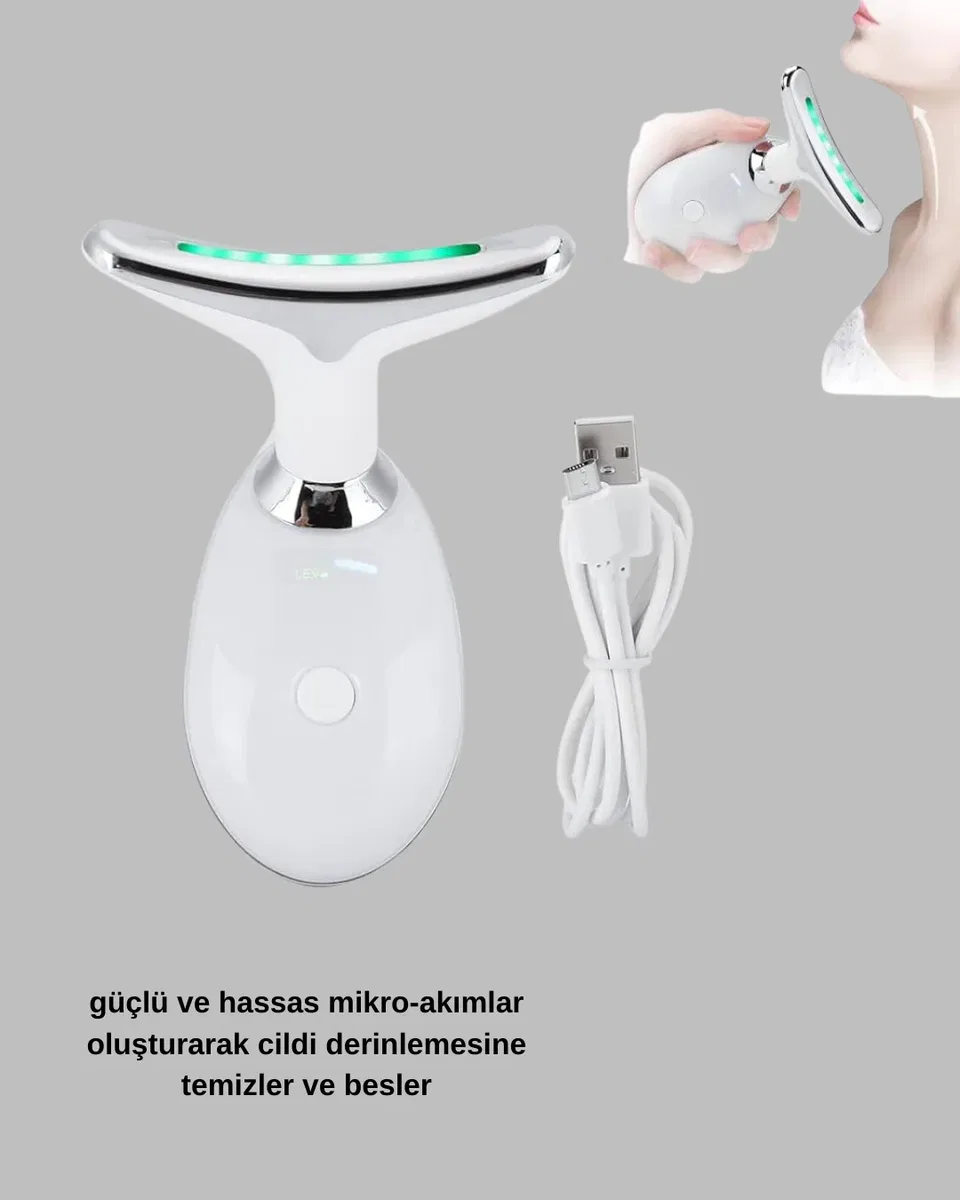 Yüz ve Boyun Sıkılaştırıcı Cilt Bakım Cihazı | EMS Mikro Akım & Kırışıklık Giderici