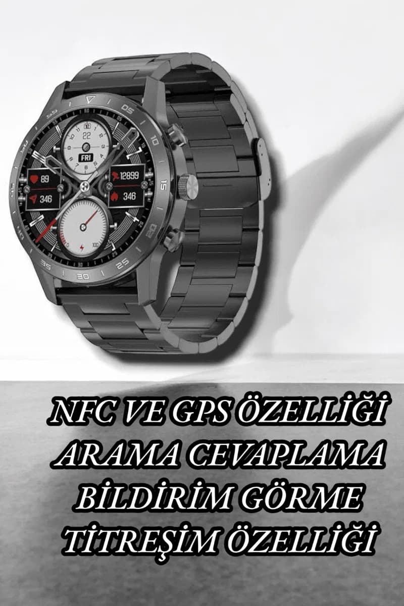 NFC ve Kablosuz Şarjlı Akıllı Saat EKG, Nabız & Spor Modları ile iOS ve Android Uyumlu