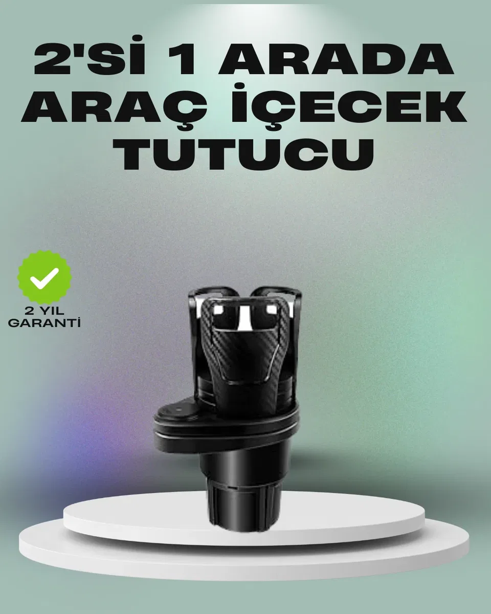 Araba Çift Bardak Tutucu 360° Dönebilen İkisi Bir Arada Ayarlanabilir