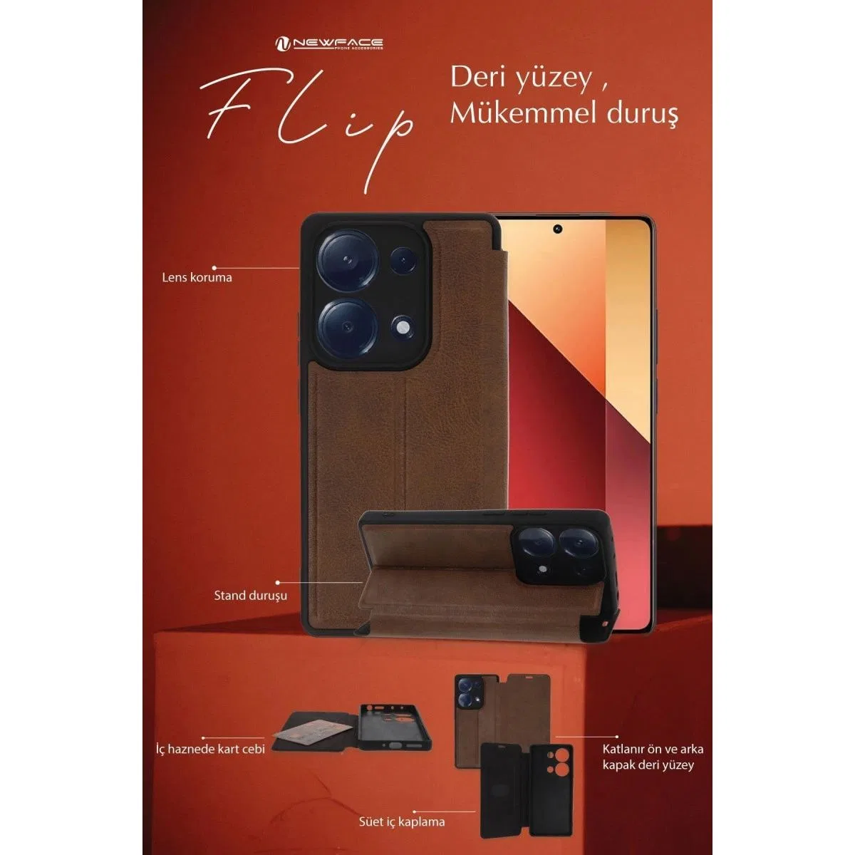 Samsung Galaxy A56 Kılıf Flip Cover - Kırmızı