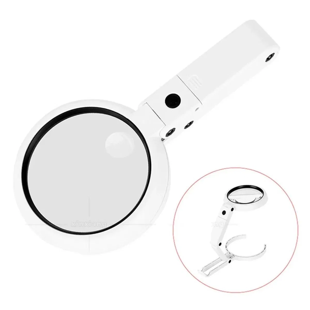 Usb Şarj Edilebilir Katlanabilir 3. 5-10x Büyüteç 8 Ledli Masa Ve Eliçin Taşınabilir Büyüteç Fs90rc