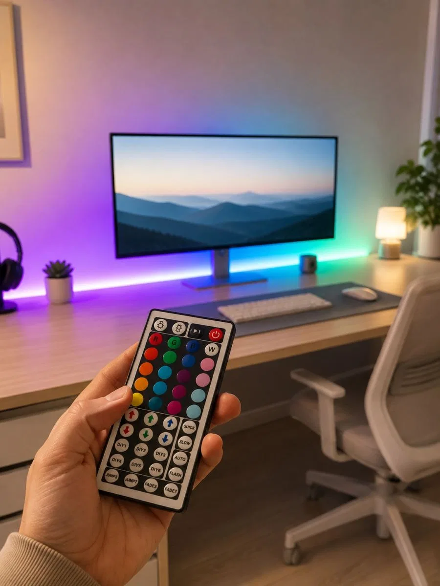Rgb Şerit Led 5 Metre 5050 Smd Kumandalı Çok Renkli Ev Oda Tv Arkası Dekoratif Aydınlatma