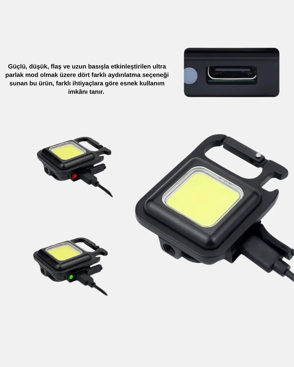 USB Type-C Şarjlı Mini Fener – Manyetik, Katlanabilir ve Şişe Açacaklı Tasarım Yeni Nesil