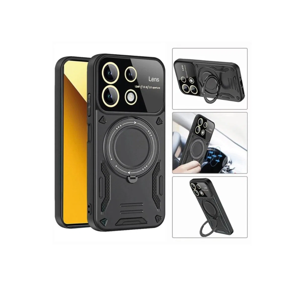 Xiaomi Mi 13t Pro Kılıf Joy Lens Standlı Kapak - Kırmızı