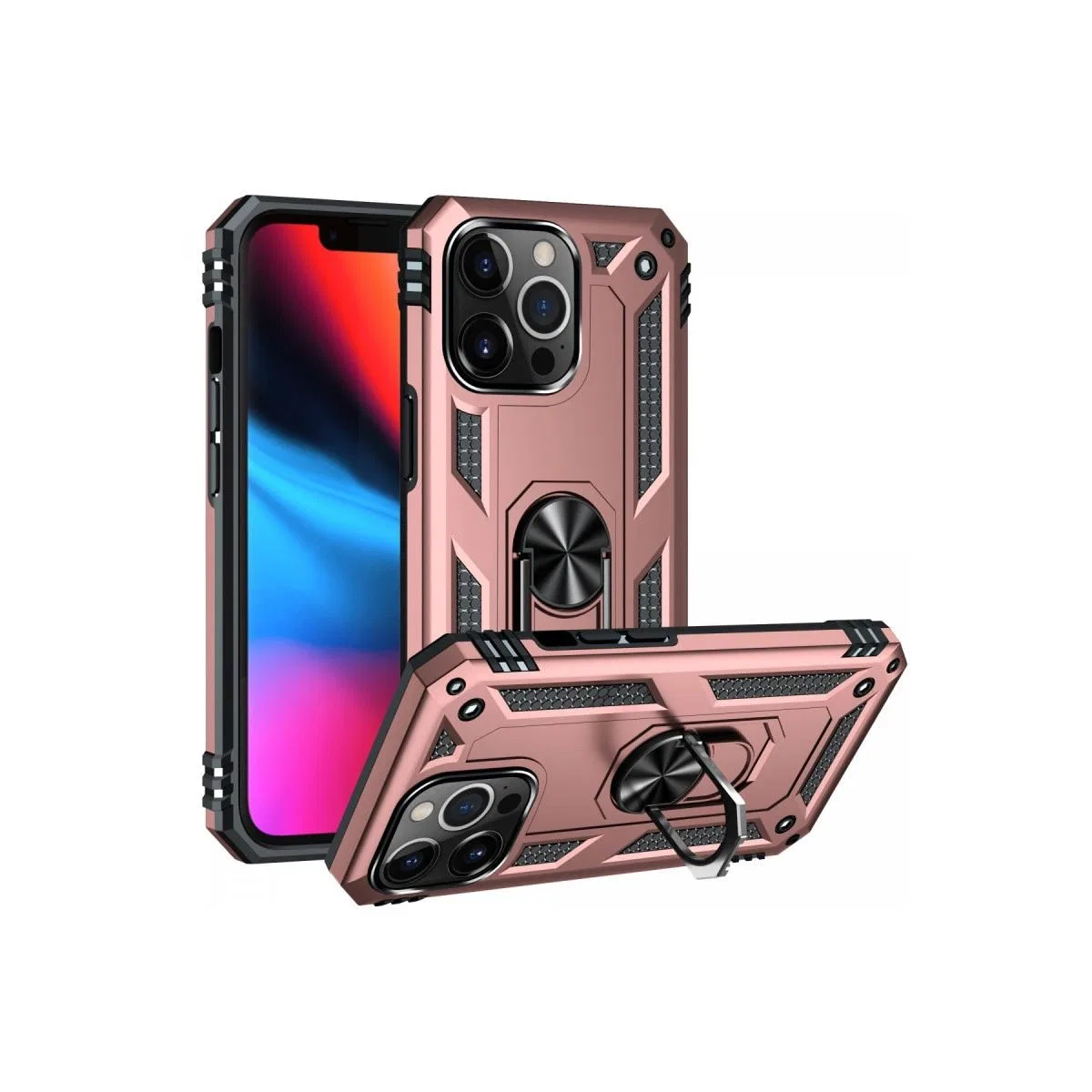 Apple İphone 14 Pro Kılıf Sofya Yüzüklü Silikon Kapak - Rose