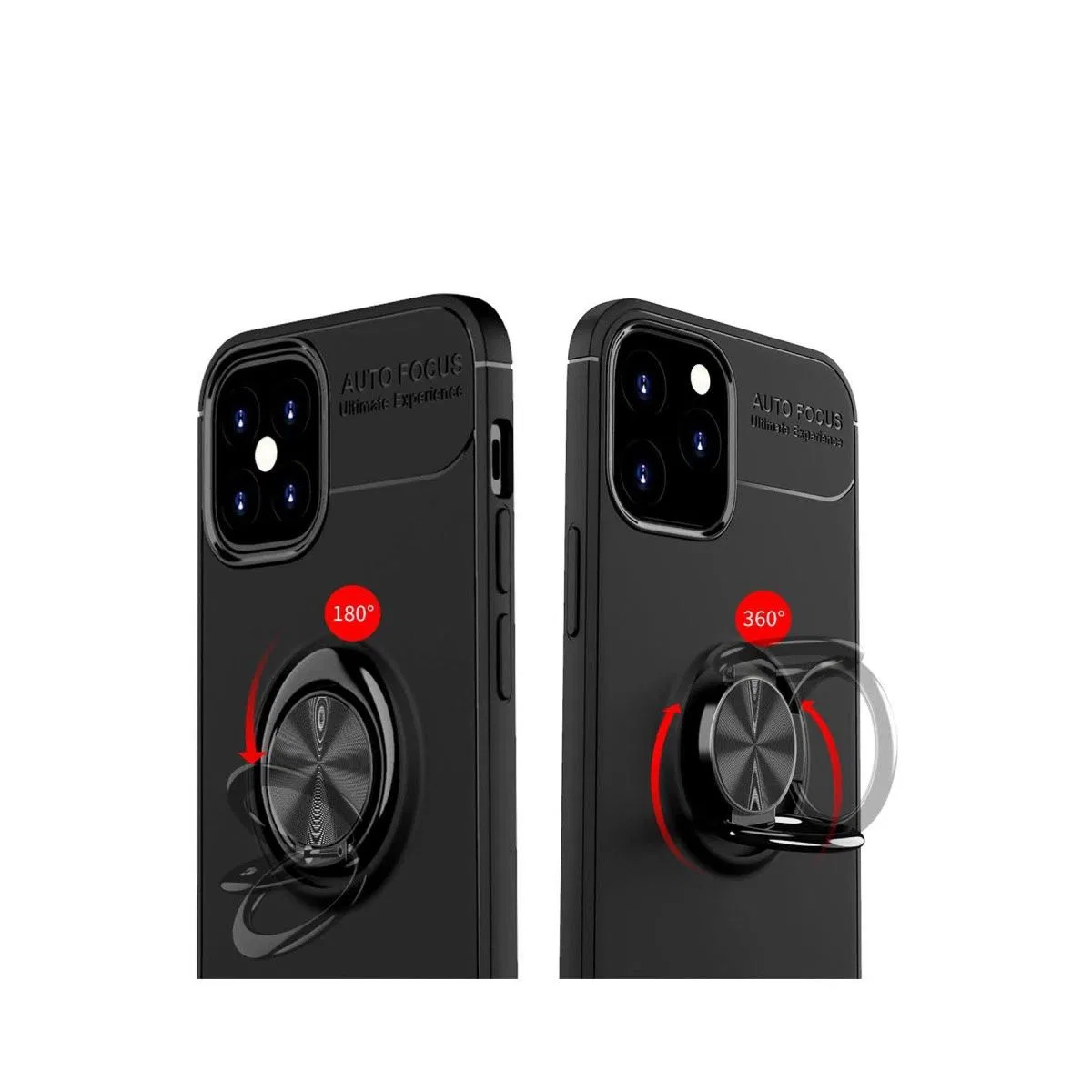 Apple İphone 12 Mini Kılıf Range Yüzüklü Silikon - Siyah-kırmızı