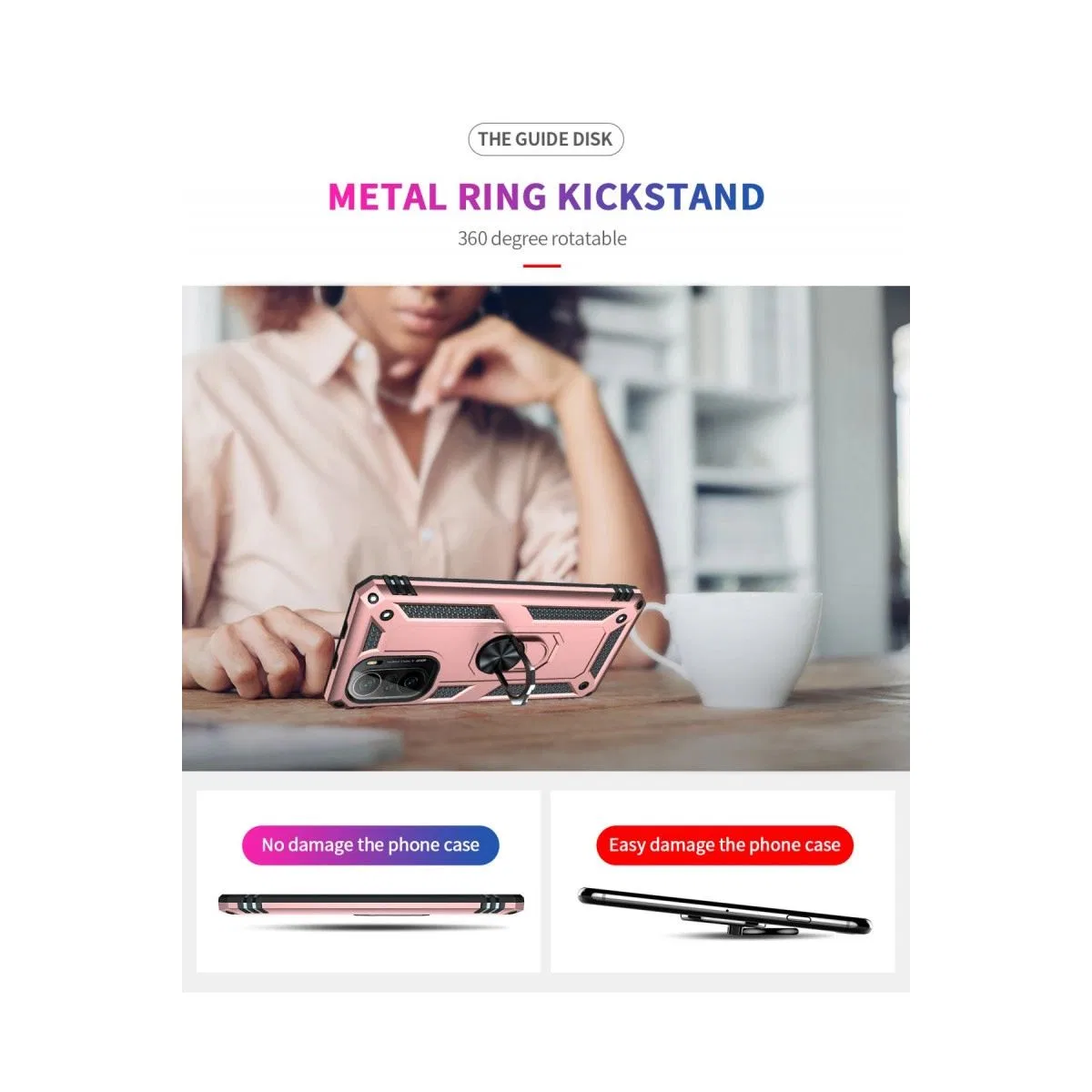 Xiaomi Poco F3 Kılıf Sofya Yüzüklü Silikon Kapak - Rose