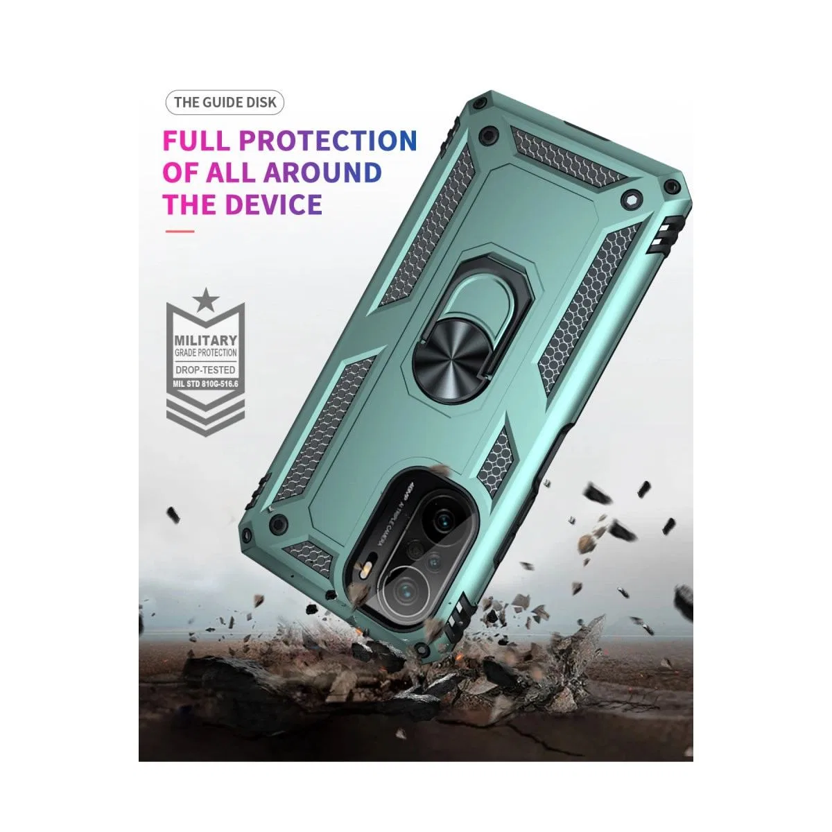Xiaomi Poco F3 Kılıf Sofya Yüzüklü Silikon Kapak - Yeşil