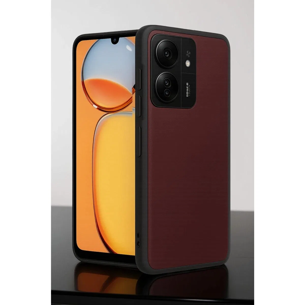 Xiaomi Redmi 13c Kılıf Aras Deri Kapak - Bordo