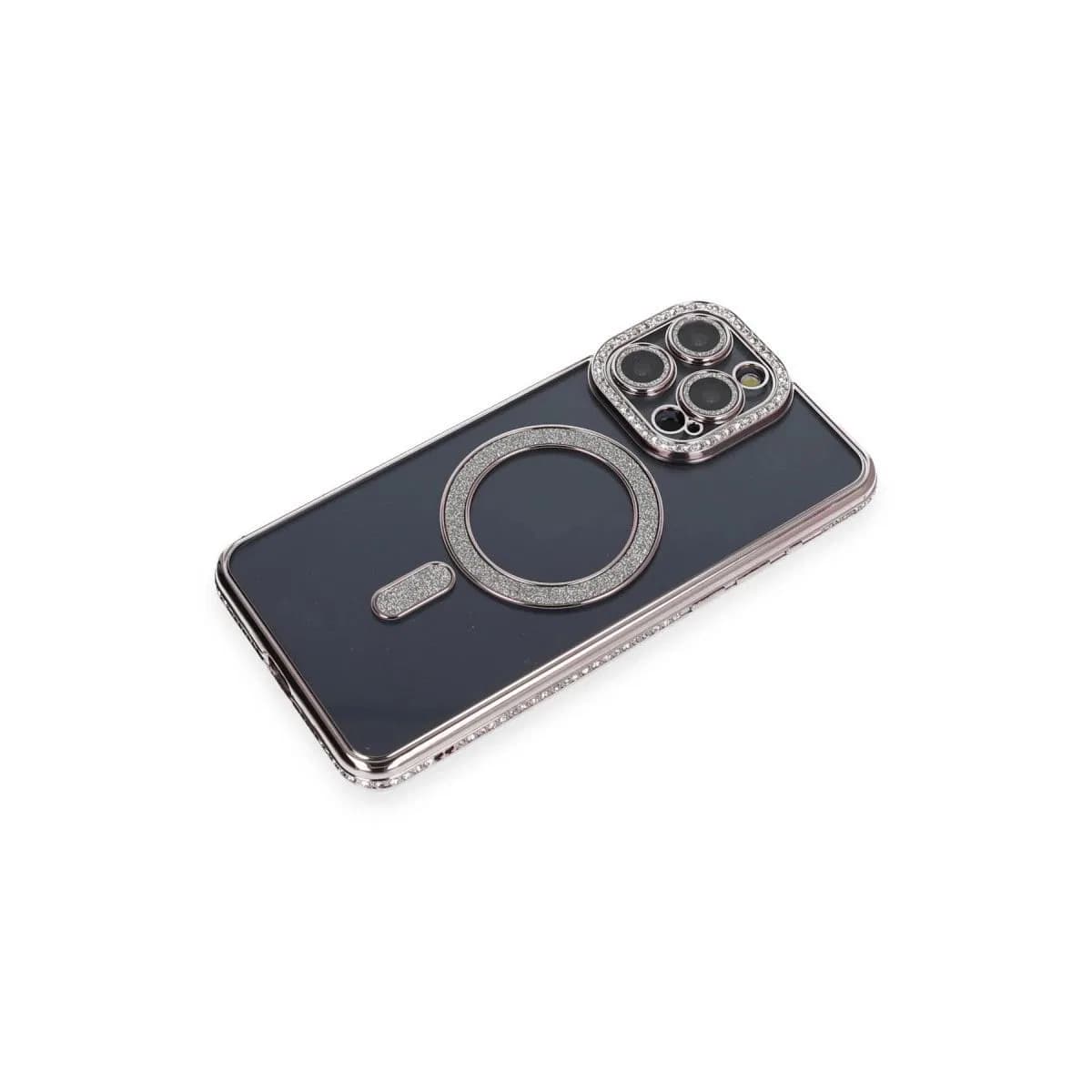Apple İphone 14 Pro Kılıf Joke Simli Magneticsafe Kılıf - Gri