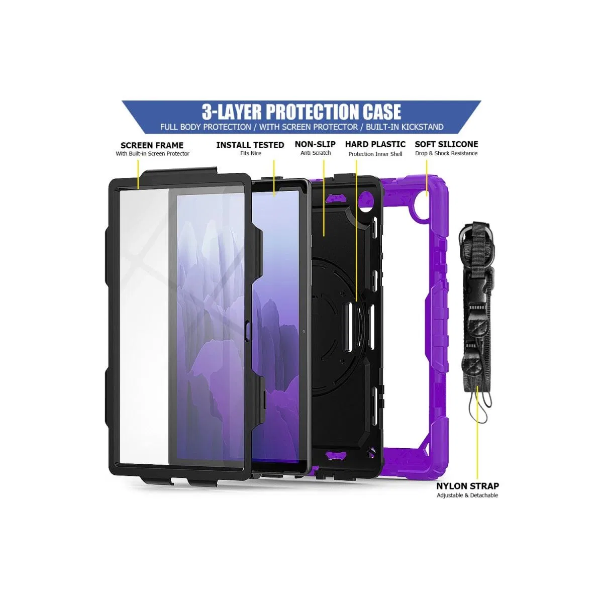 Samsung Galaxy T500 Tab A7 10. 4 Kılıf Pars Tablet Kapak - Mor