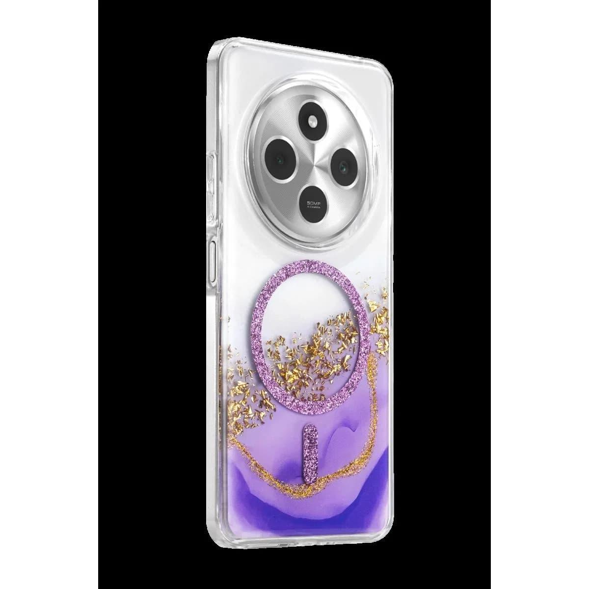 Onegif Xiaomi Redmi 14c Lotus Simli Magsafe Kapak - Mor