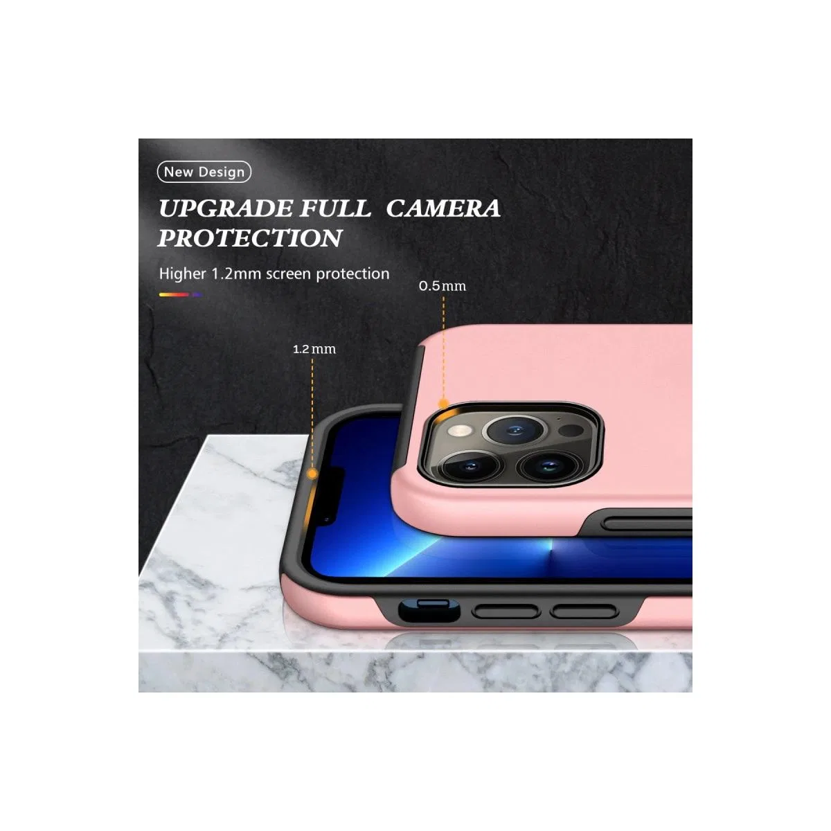 Apple İphone 13 Pro Max Kılıf Elit Yüzüklü Kapak - Pembe