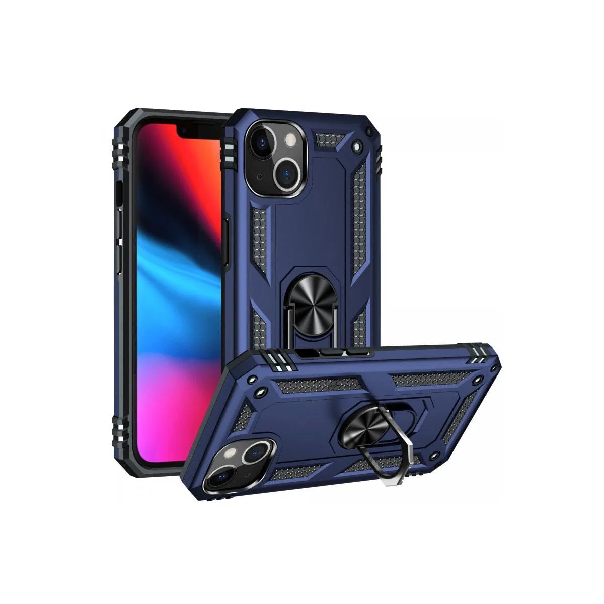 Apple İphone 14 Plus Kılıf Sofya Yüzüklü Silikon Kapak - Lacivert