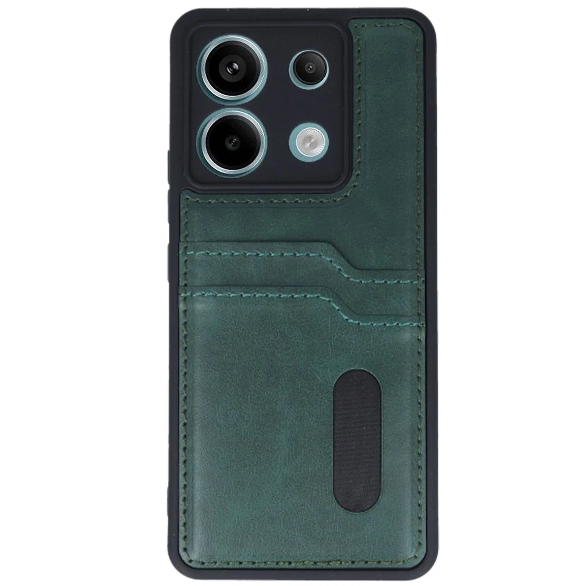 Xiaomi Redmi Note 13 Pro 4g Kılıf Sara Kartvizitli Deri Kılıf - Koyu Yeşil