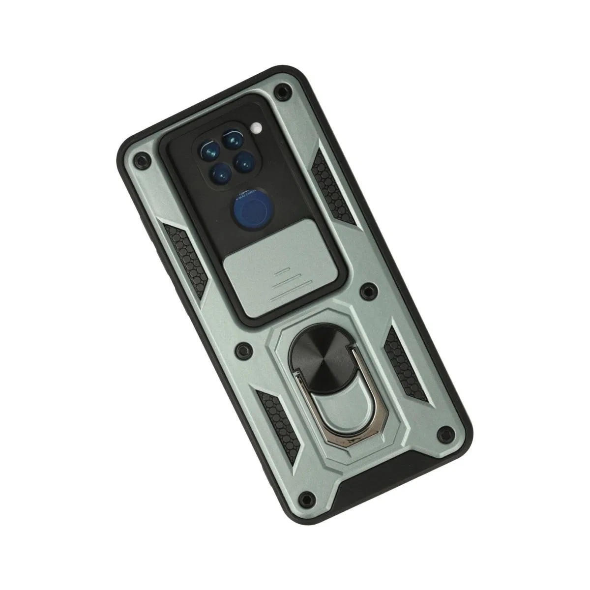 Xiaomi Redmi Note 9 Kılıf Pars Lens Yüzüklü Silikon - Yeşil